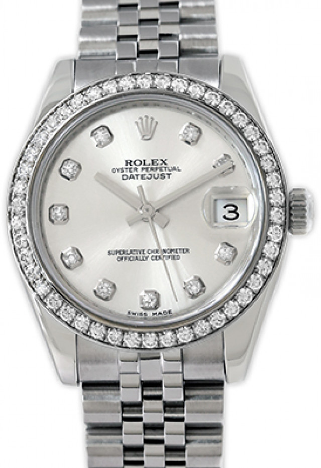 Rolex 178384 White Gold & Steel on Jubilee, Diamond Bezel Steel Diamond Dial