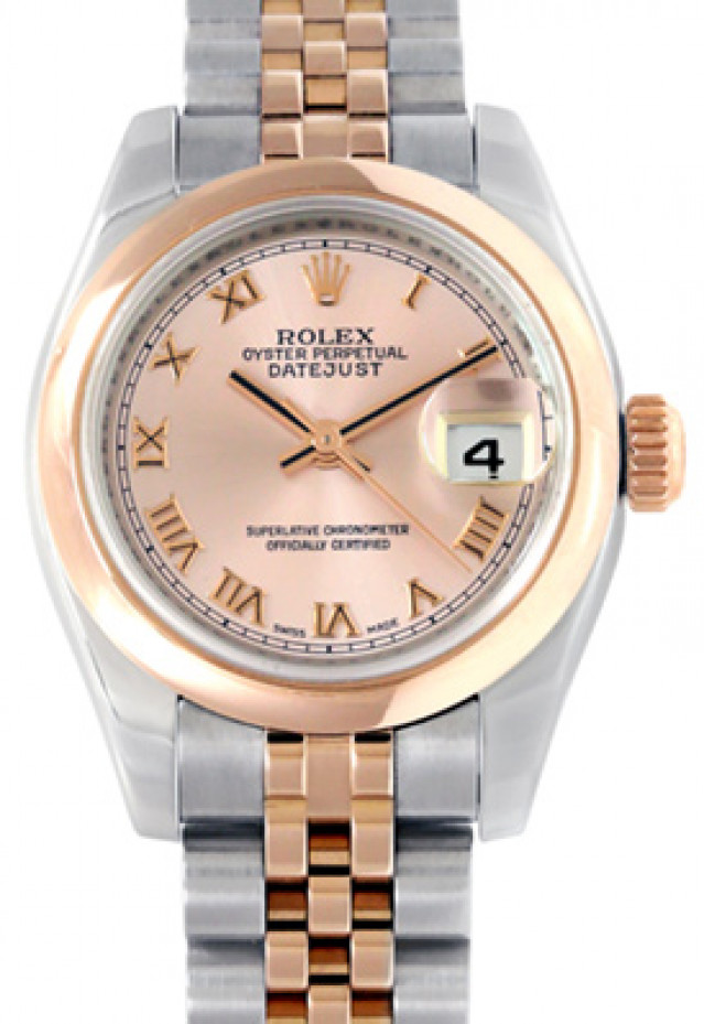 Rolex 179161 Rose Gold & Steel on Jubilee, Fluted Bezel Pink with Black Roman