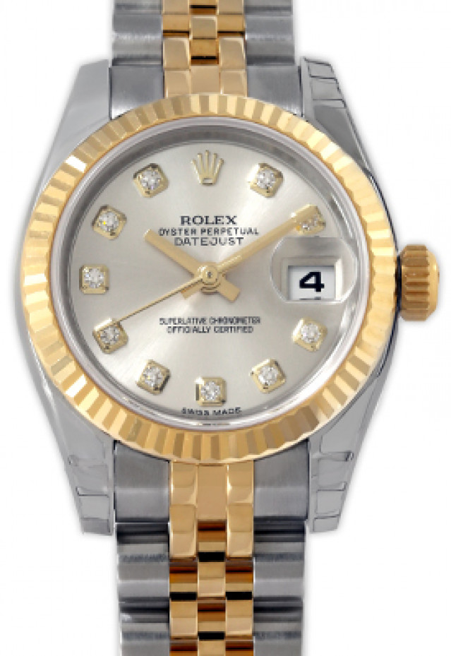 Rolex 179173 Yellow Gold & Steel on Jubilee, Fluted Bezel Steel Diamond Dial