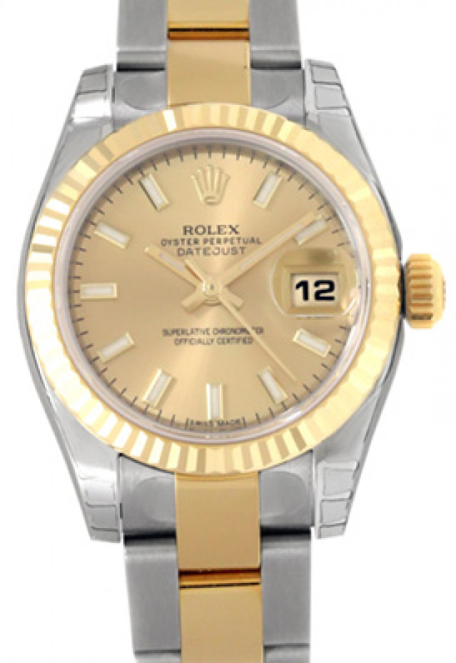 Rolex 179173 Yellow Gold & Steel on Oyster, Fluted Bezel Champagne with Luminous on Gold Index