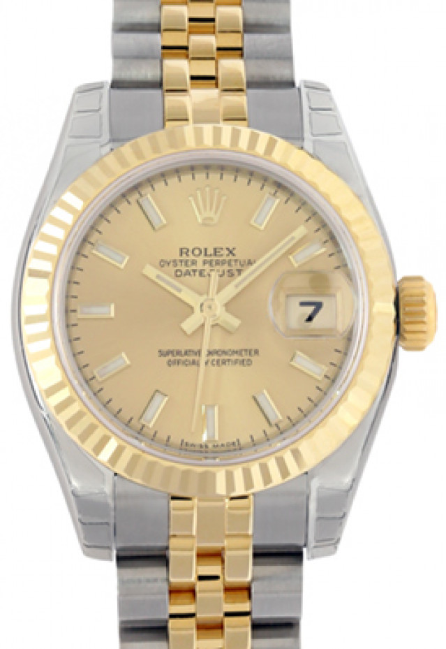 Rolex 179173 Yellow Gold & Steel on Jubilee, Fluted Bezel Champagne with Luminous on Gold Index