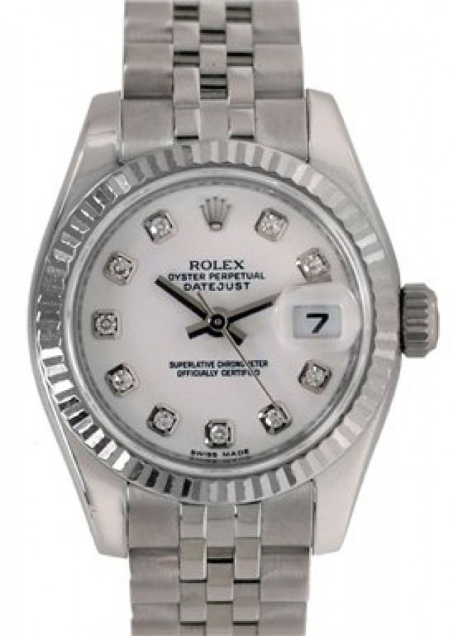 Rolex 179174 White Gold & Steel on Jubilee White Diamond Dial