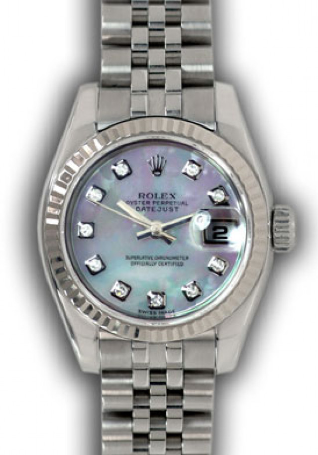 Rolex 179174 White Gold & Steel on Jubilee Mother Of Pearl White Diamond Dial