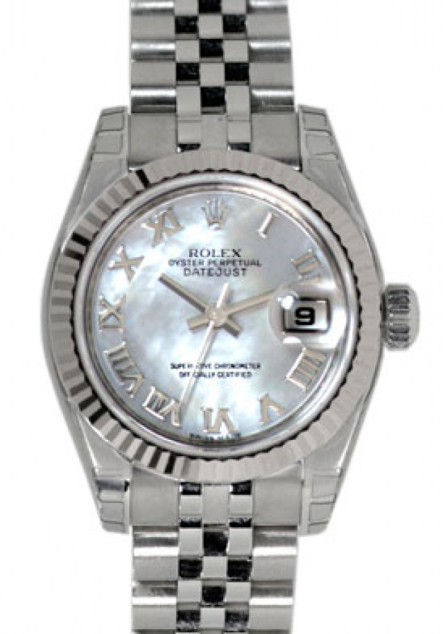 Rolex 179174 White Gold & Steel on Jubilee White Mother Of Pearl with Silver Roman
