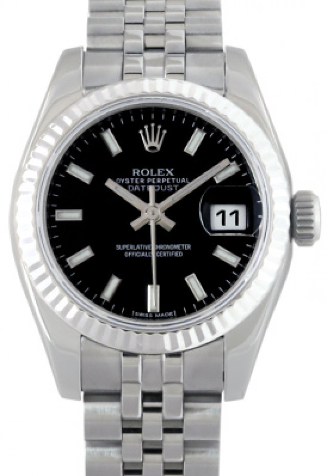 Rolex 179174 White Gold & Steel on Jubilee Black with Luminous on Silver Index