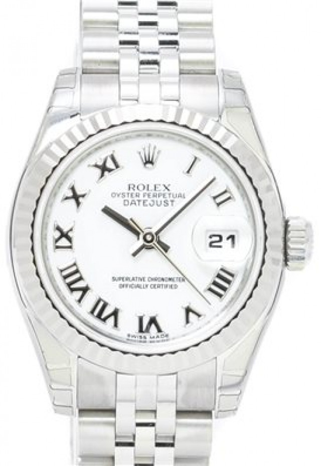 Rolex 179174 White Gold & Steel on Jubilee White with Black Roman