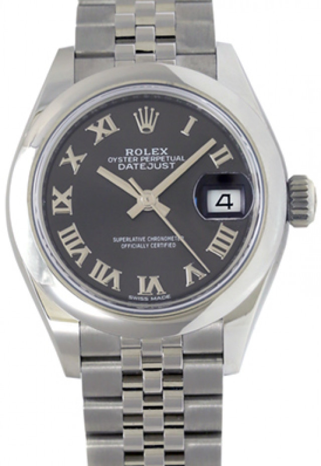 Rolex 279160 Steel on Jubilee, Smooth Bezel Dark Grey with Luminous Index