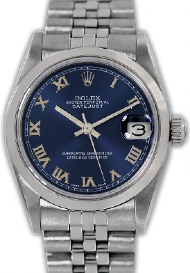 Rolex 68240 Steel on Jubilee, Smooth Bezel Blue with Silver Roman