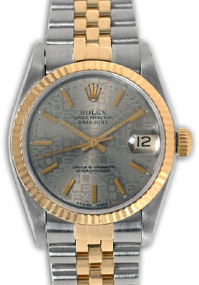 Rolex 68273 Yellow Gold & Steel on Jubilee, Fluted Bezel Steel with Gold Index