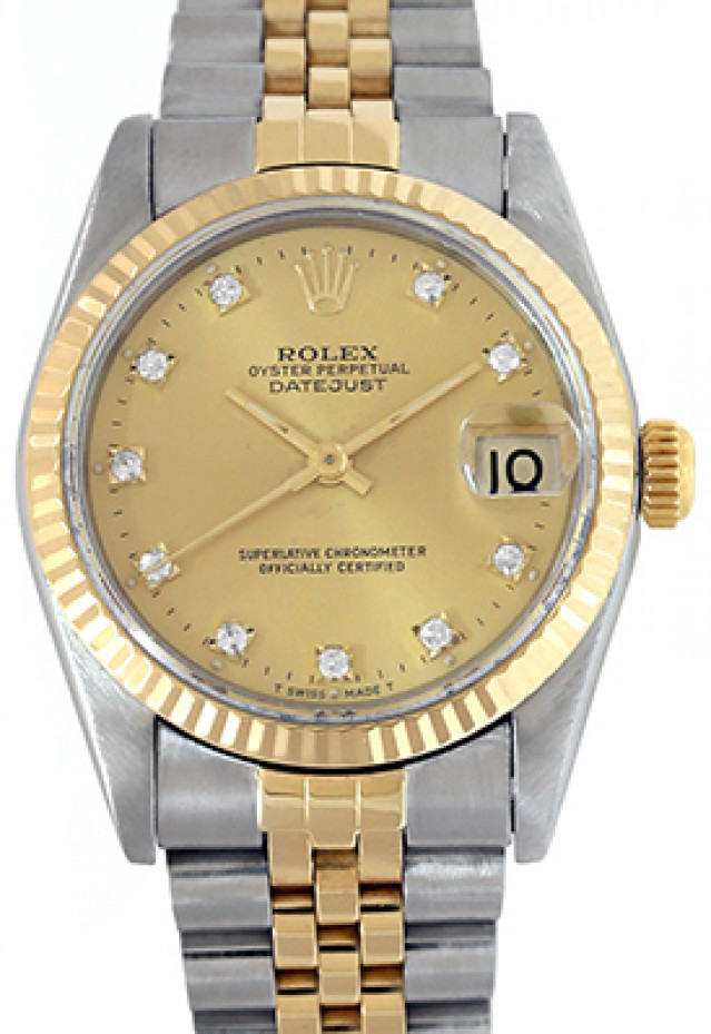 Rolex 68273 Yellow Gold & Steel on Jubilee, Fluted Bezel Champagne Diamond Dial
