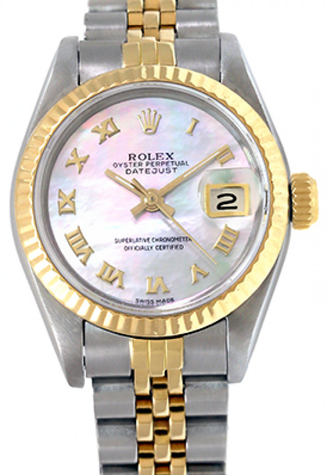 Rolex 69173 Yellow Gold & Steel on Jubilee, Fluted Bezel Ivory Jubilee with Gold Roman