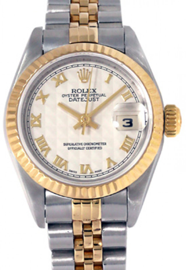 Rolex 69173 Yellow Gold & Steel on Jubilee, Fluted Bezel Ivory with Gold Roman