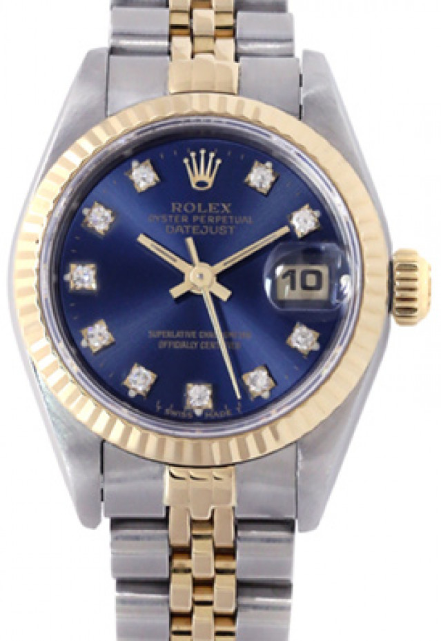 Diamond Rolex Datejust 69173 with Blue Dial