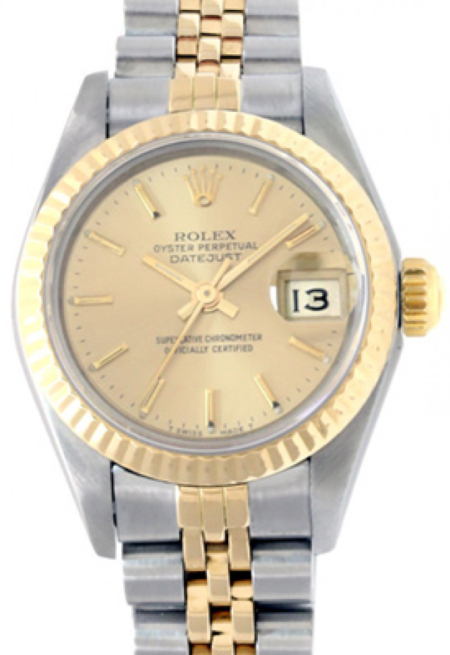 Pre-Owned Gold & Steel Rolex Datejust 69173 with Champagne Dial