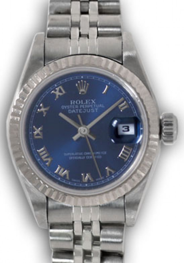 Rolex 69174 White Gold & Steel on Jubilee Blue with Silver Roman