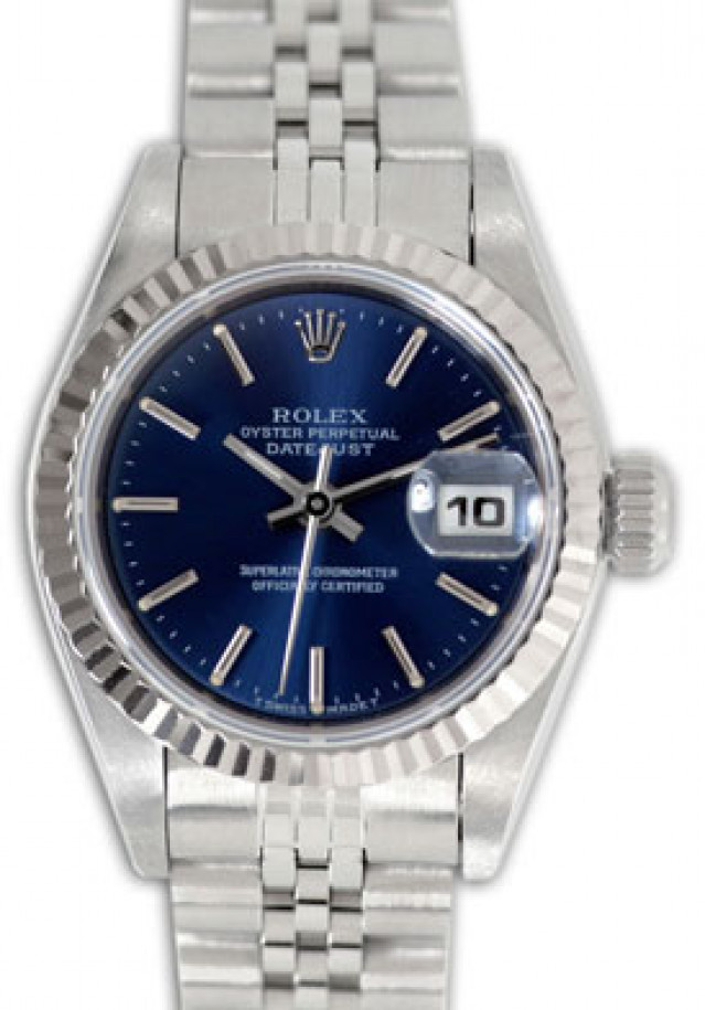 Rolex 69174 White Gold & Steel on Jubilee Blue with Silver Index