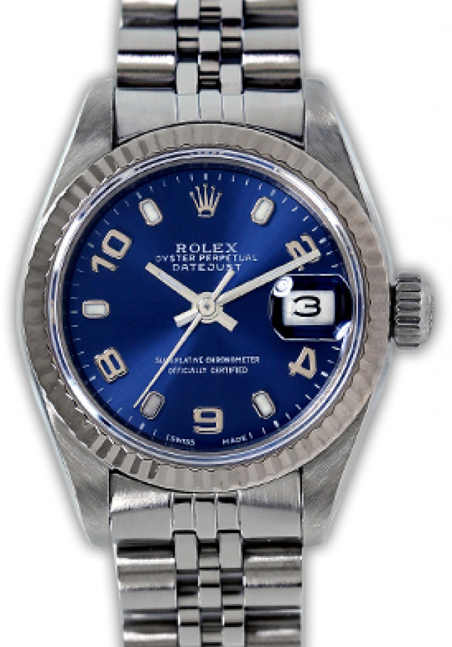 Rolex 69174 White Gold & Steel on Jubilee Blue with Silver Arabic & Luminous Index