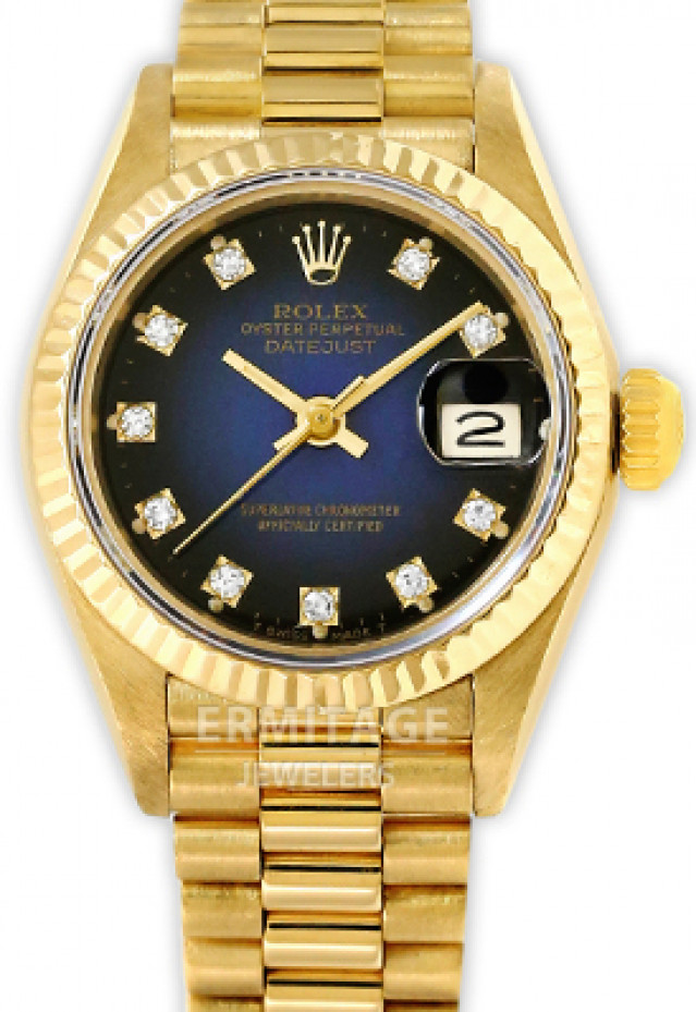 Rolex 69178 Yellow Gold on President, Fluted Bezel Vignette Diamond Dial