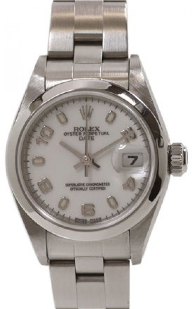 Rolex 79160 Steel on Oyster, Smooth Bezel White with Luminous Index & Silver Arabic 2-4-6-8-10