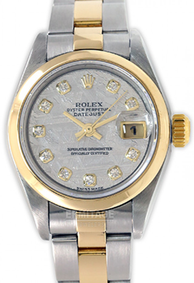 Rolex 79163 Yellow Gold & Steel on Oyster, Smooth Bezel Meteorite Steel Diamond Dial