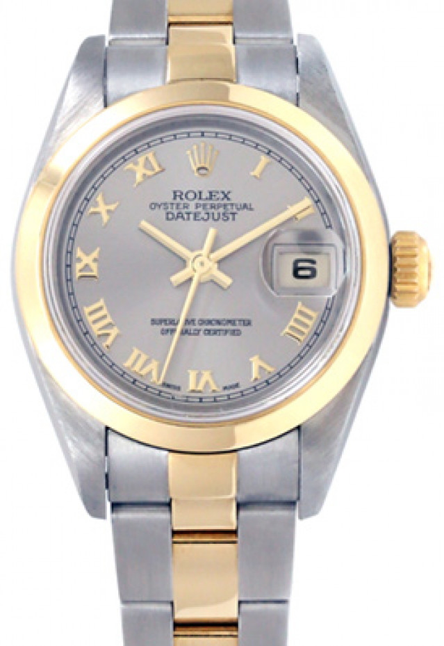 Rolex 79163 Yellow Gold & Steel on Oyster, Smooth Bezel Rhodium with Gold Roman