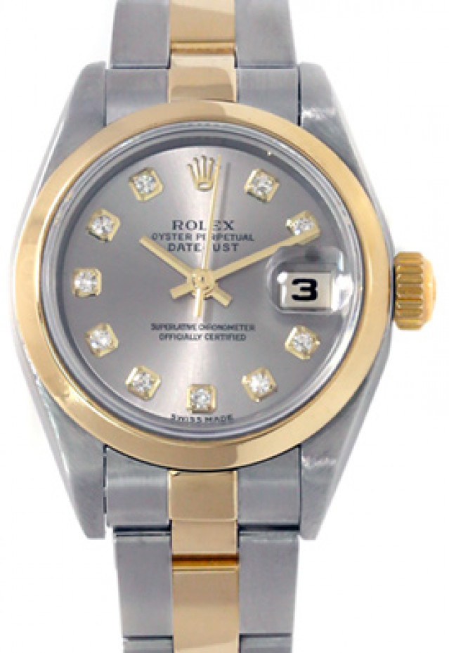 Rolex 79163 Yellow Gold & Steel on Oyster, Fluted Bezel Steel Diamond Dial