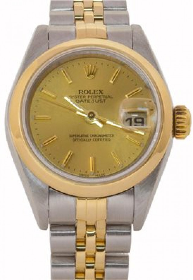 Rolex 79163 Yellow Gold & Steel on Jubilee, Smooth Bezel Champagne with Gold Index