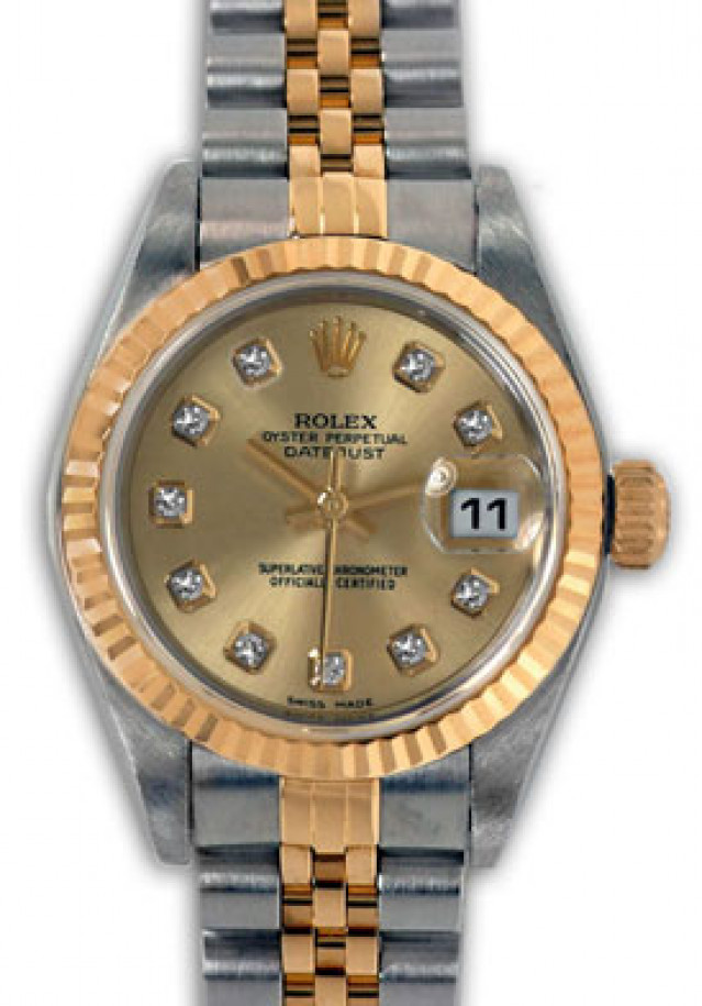 Diamond Dial Rolex Datejust 79173 Gold & Steel