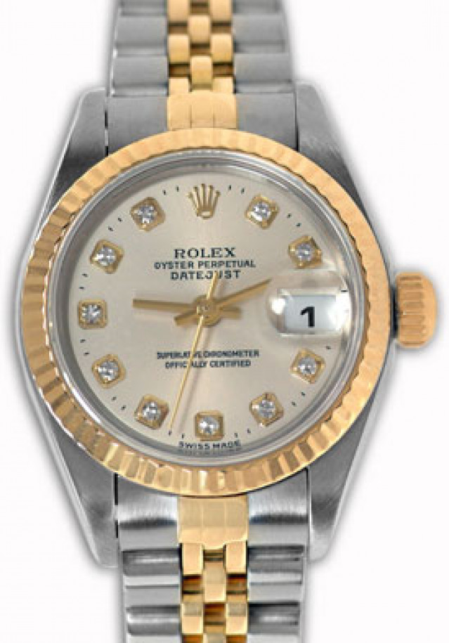 Rolex 79173 Yellow Gold & Steel on Jubilee, Fluted Bezel Steel Diamond Dial