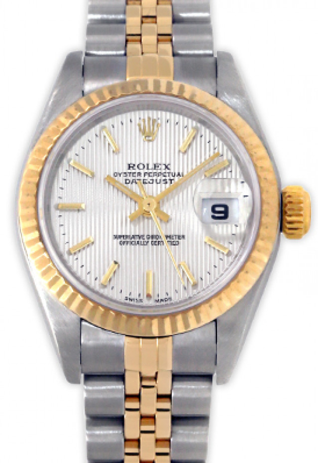 Rolex 79173 Yellow Gold & Steel on Jubilee, Fluted Bezel Steel Tapestry with Gold Index