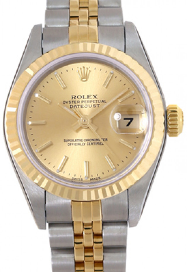 Rolex 79173 Yellow Gold & Steel on Jubilee, Fluted Bezel Champagne with Gold Index