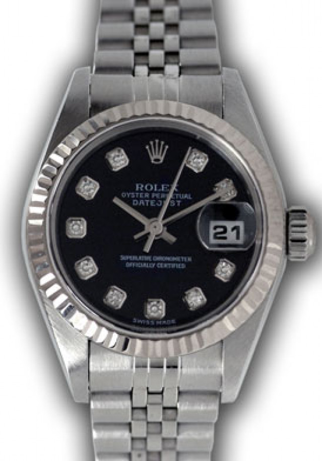Rolex 79174 White Gold & Steel on Jubilee Black Diamond Dial