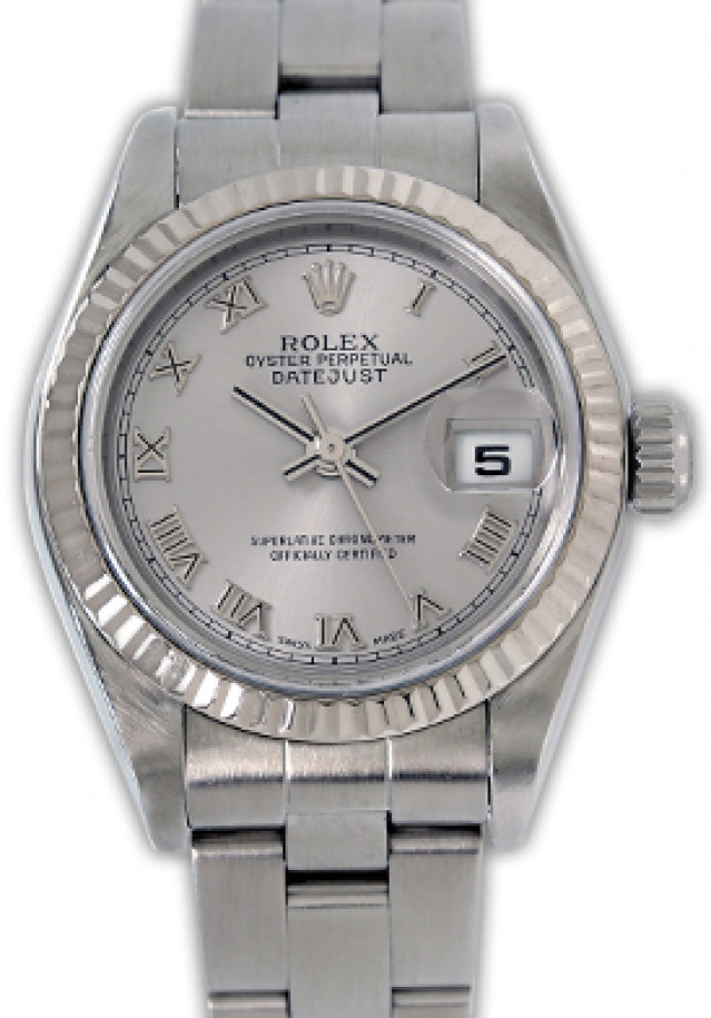 Rolex 79174 White Gold & Steel on Oyster Rhodium with Silver Roman