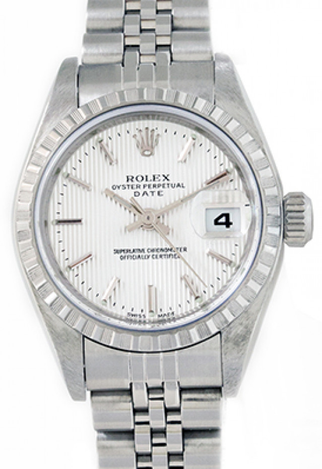 Rolex 79240 Steel on Jubilee, Finely Engine Turned Bezel Steel Tapestry with Silver Index