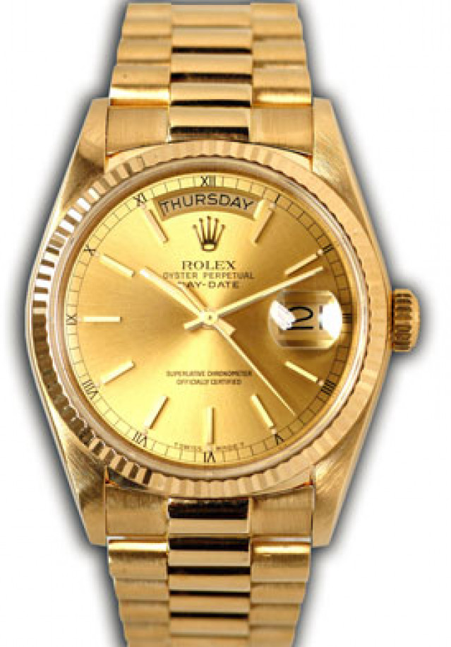 President Rolex Day-Date 18038 Gold Champagne 1986