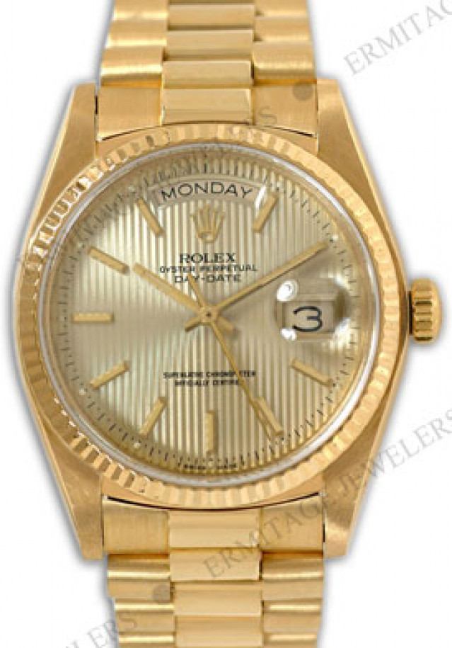 Pre-Owned Rolex Day-Date 18038 with Champagne Tapestry Dial