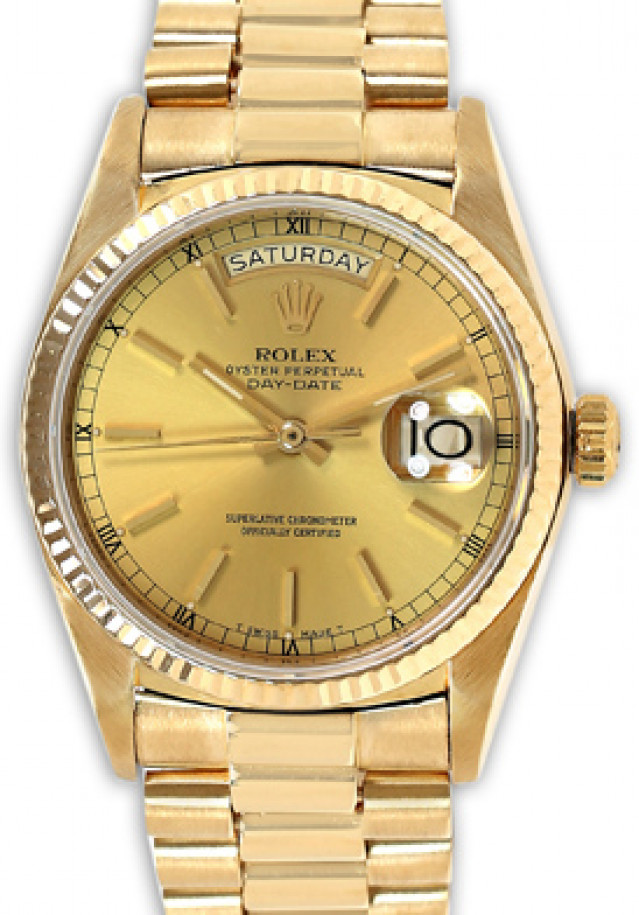 Used Rolex Day-Date 18038 Gold Champagne 1985