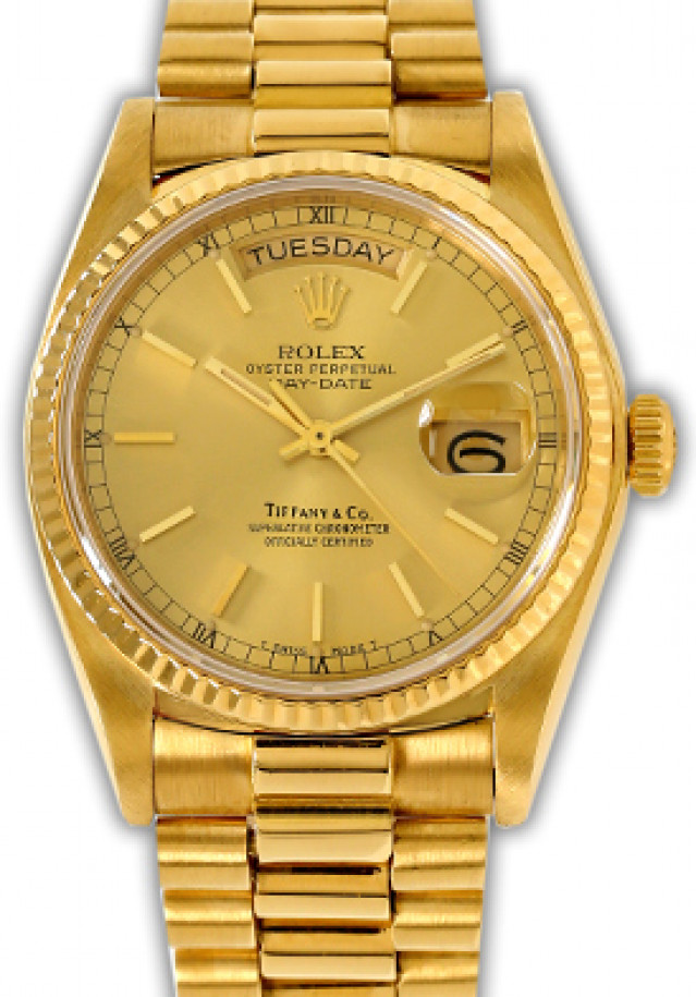 Pre-Owned Rolex Day-Date 18038 with Champagne Tiffany Dial