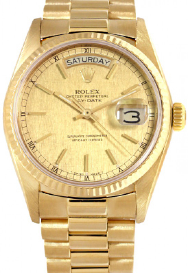 Pre-Owned Yellow Gold Rolex Day-Date 18038 with Champagne Dial
