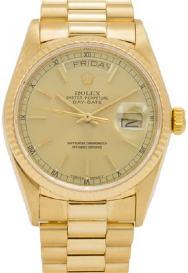 Gold on President Rolex Day-Date 18038 36 mm