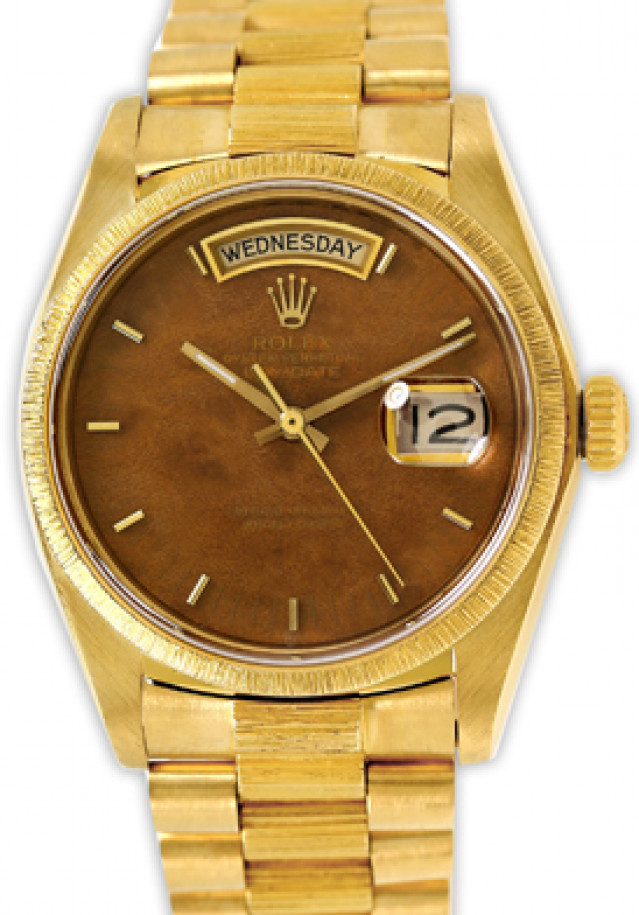Pre-Owned Rolex Day-Date 18078 with Brown Burl Wood Dial