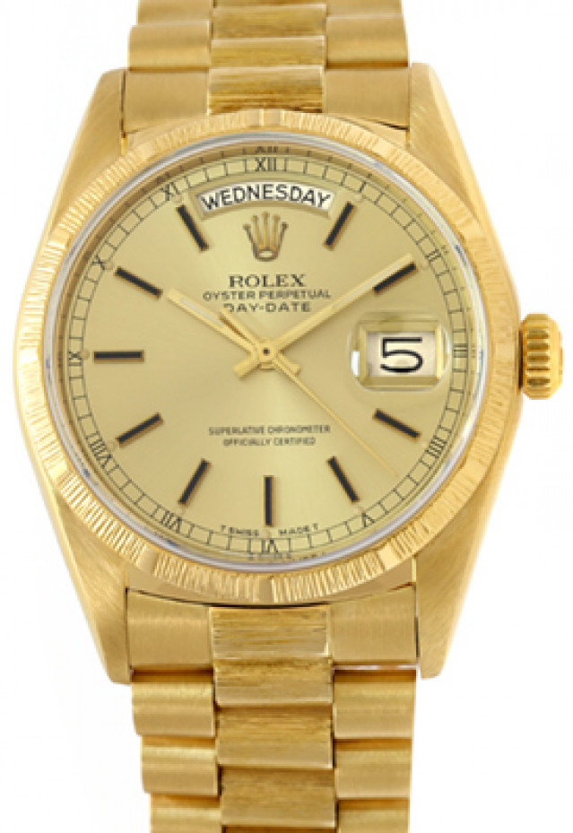 Gold on President with Bark Finish Rolex Day-Date 18078 36 mm