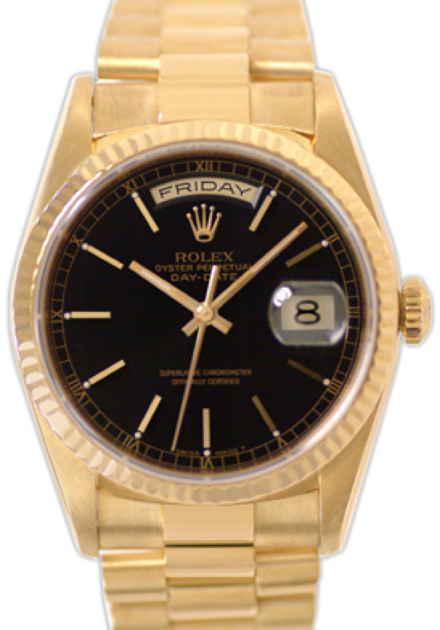 Rolex Day-Date 18238 Gold with Black Dial Year 1997