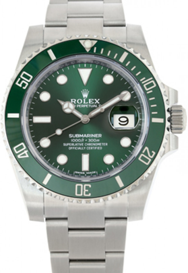 Rolex 116610 Green Bezel, Steel on Oyster Green