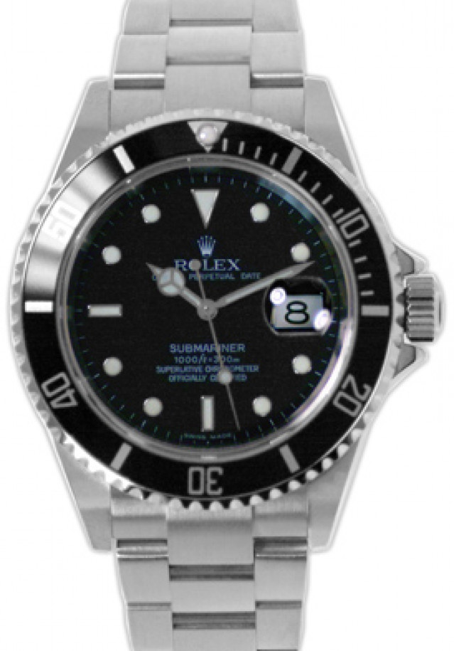 Pre-Owned Black Rolex Submariner 16610 T Year 2006