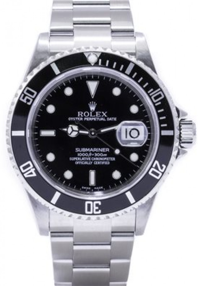 40 mm Rolex Submariner 16610 Steel on Oyster with Black Dial