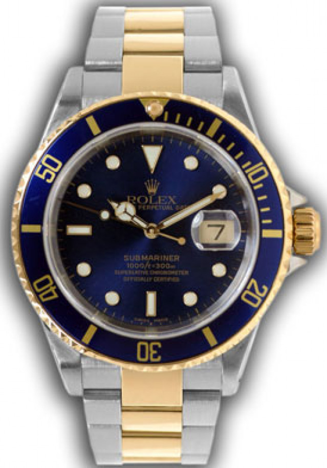 Blue Rolex Submariner 16613 Gold & Steel 2003