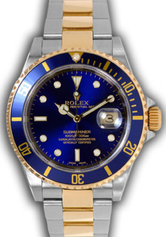 Blue Rolex Submariner 16613 Gold & Steel 2002