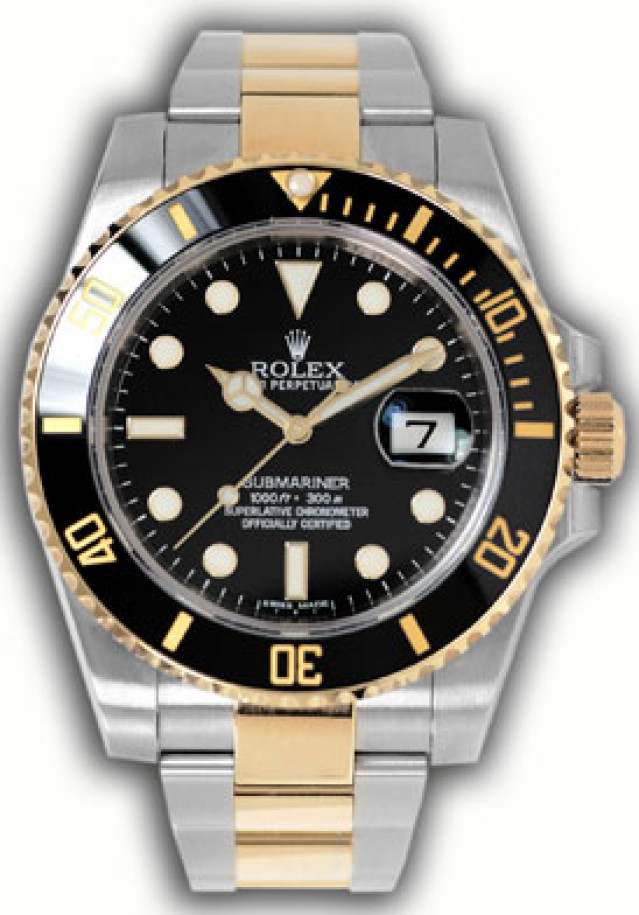 Rolex Submariner 16613 Gold & Steel Black 2012