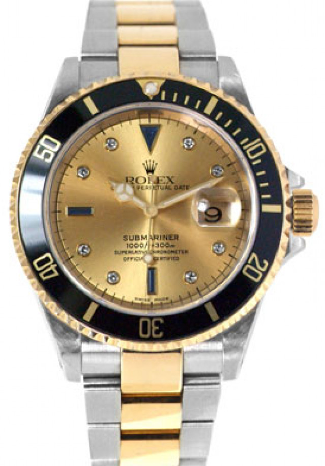 Rolex Submariner 16613 with Diamonds on Champagne Dial